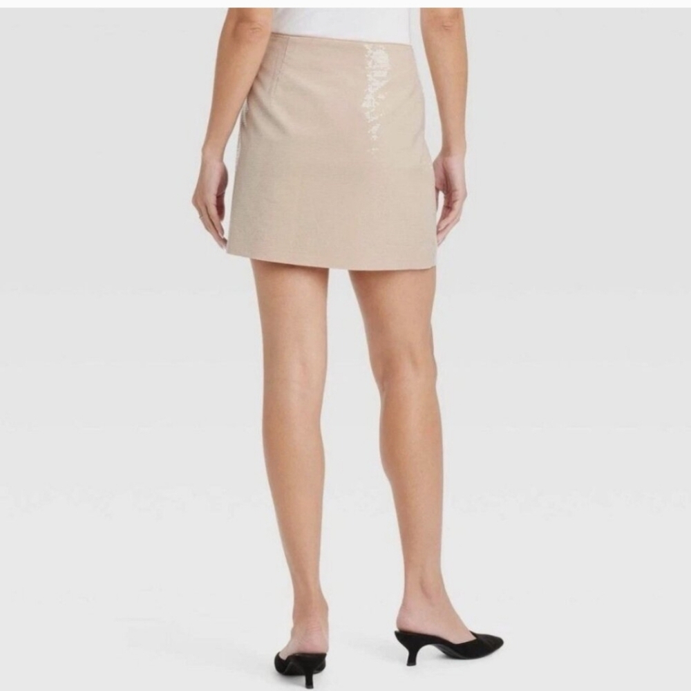 A New Day Tan Mini Squence A Line Skirt Size 4 - Picture 2 of 6